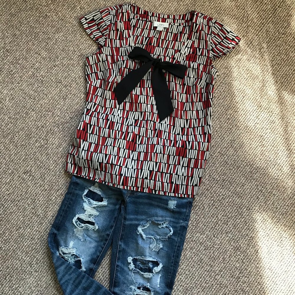 Ann Taylor Loft Multi Colored Geometry Patterned … - image 1